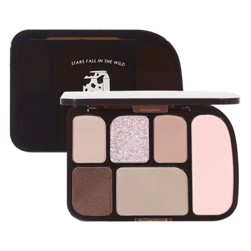 NOVO5845 xingluo Manye six-color eyeshadow plate pearlescent matte fine flash milk tea earth color daily smoky makeup