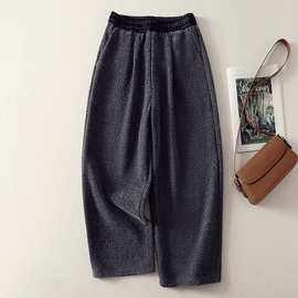 实拍毛呢九分裤女2025秋冬新款大码女装显瘦宽松休闲百搭奶奶裤