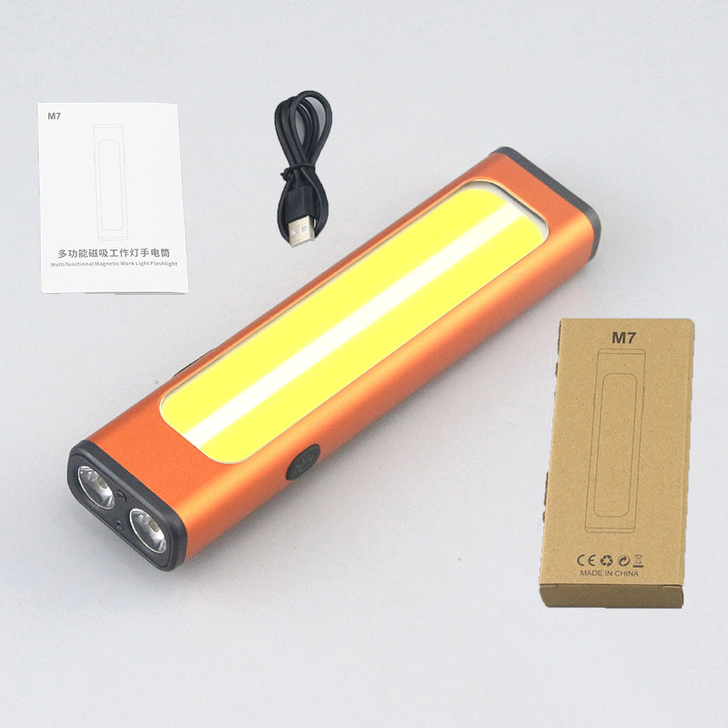 Nueva luz de trabajo, linterna COB, hebilla colgante de succión magnética, iluminación de luz doble, cuerpo de aleación de aluminio, luz roja y azul aerodinámica