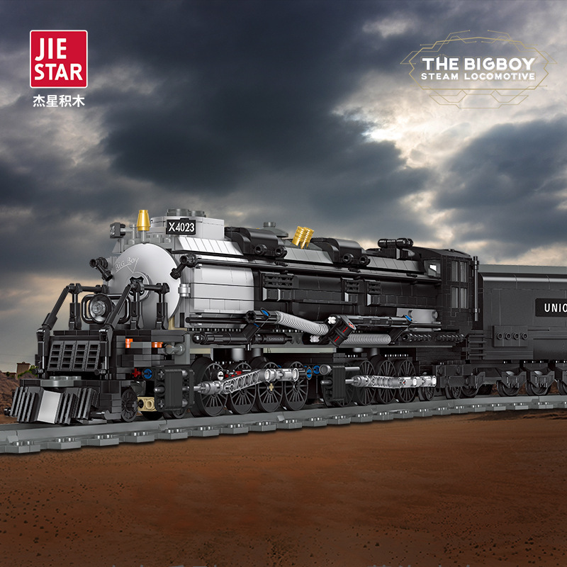 Jie Xing 59005 BIGBOY, tren de vapor retro, modelo de bloques de construcción, juguete de partículas pequeñas, regalo para niños.