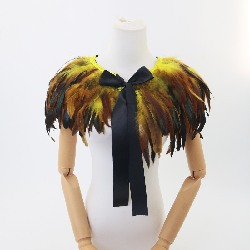 Ventas transfronterizas calientes de Halloween nuevos góticos plumas sopa oscuras espectáculo de baile vestido accesorios de desfile