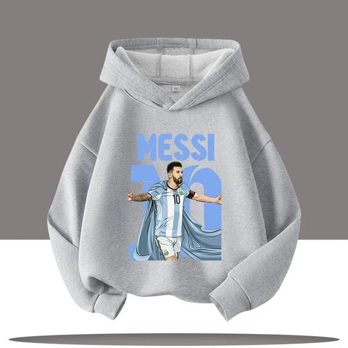 Football star Messi children's hooded sweatshirt boys sportswear cartoon print pullover factory direct sales