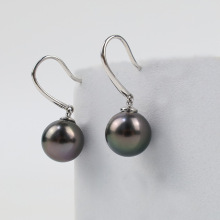 18K金黑珍珠耳环时尚海水珍珠简约耳钉大溪地黑珍珠耳环耳饰定制
