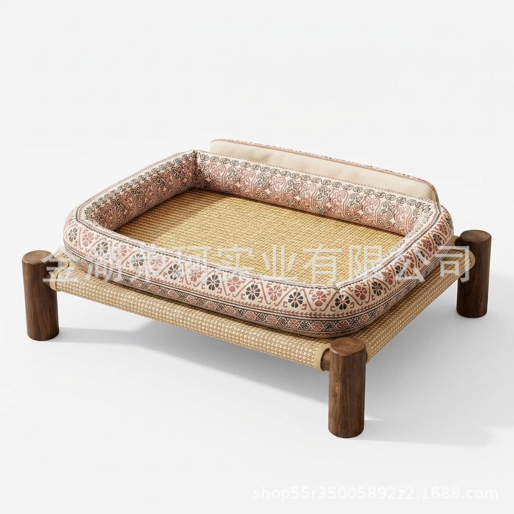 Madera sólida gato cama gato perro gato café madera mascota cama cama de verano seda ventilada gato agarrar tablero retro image 5