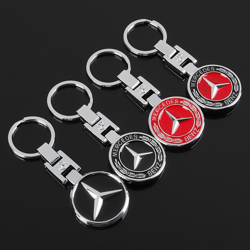 Cross-Border Solid Double-Sided H-Shaped Mercedes Wheat Ear Three-Pointed Star Emblem Car Logo Metal Keychain Pendant