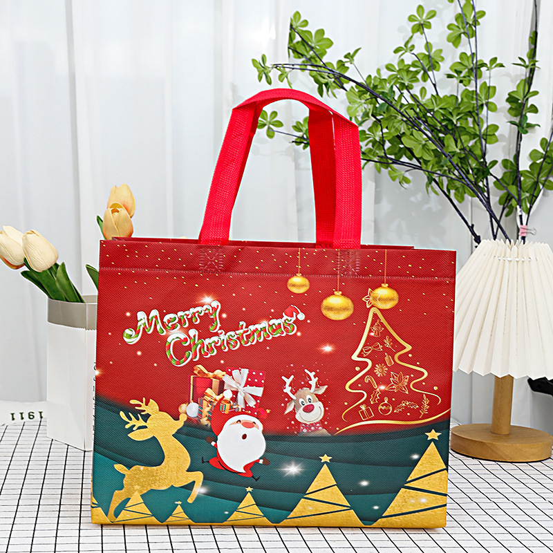 新しいラミネート不織布バッグクリスマスギフトバッグスポットクロスボーダーハンドバッグ熱プレス立体バッグ広告ショッピングバッグ|undefined