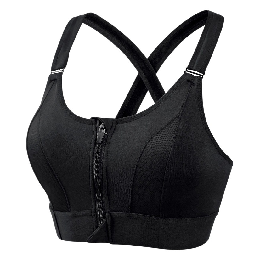 Cross-border Adjustable Front Zipper Sports Bra Shockproof Non-rimmed Vest Yoga Cross Beauty Back Underwear Women's Large Size