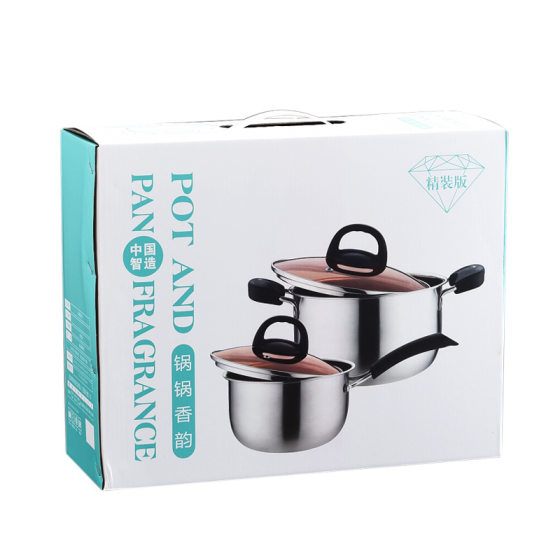 Factory Direct supply thickened stainless steel set pot three-piece pot set soup pot milk pot kitchen noodle pot gift