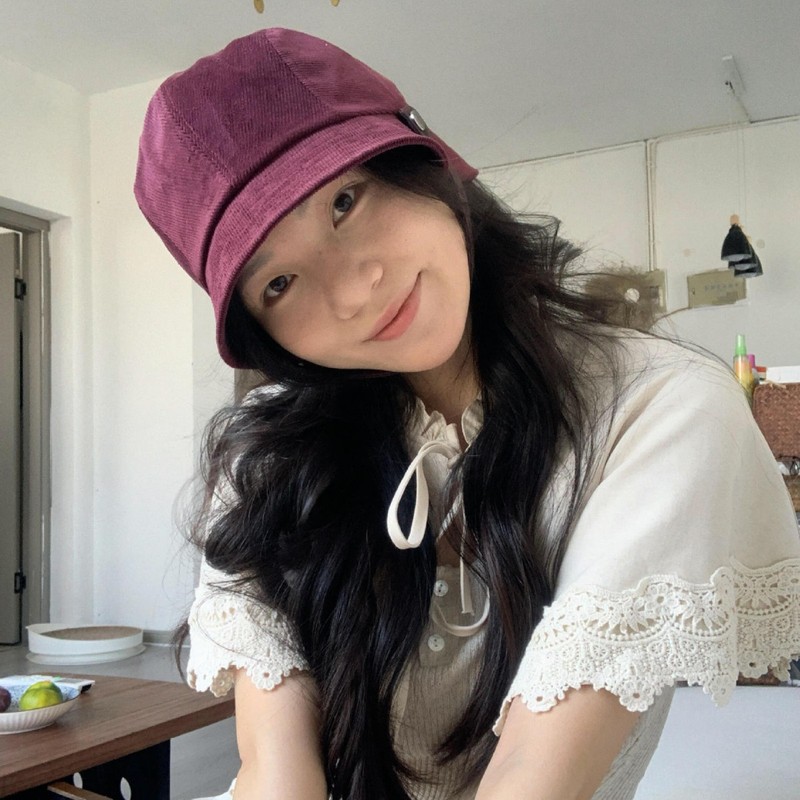灯芯绒渔夫帽女秋冬2025新款一帽多戴礼帽休闲百搭素颜出街贝雷帽|undefined