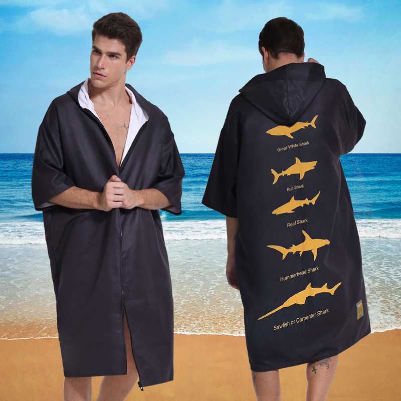 Cross-border quick-drying non-staining sand hooded bath towel cape bath towel swimming dragon boat paddling personalized custom change bathrobe Cross-border quick-drying non-staining sand hooded bath towel cape bath towel swimming dragon boat paddling personalized custom change bathrobe