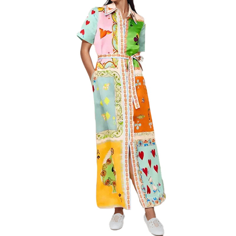 2026 New Spring Women's Clothing, Cross-Border European And American Dresses, Vacation Waist-Cinching Short-Sleeve_ecoleips.com
