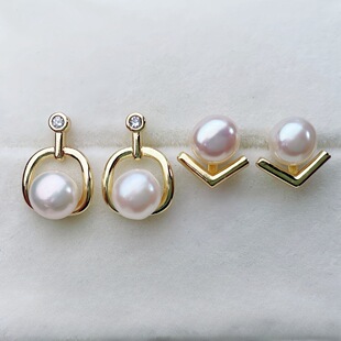 Zhuji Danshui Real Pearl Earrings Simple Design Earrings Commuter Fashion 925 Silver Pin Earrings Jewelry Wholesale