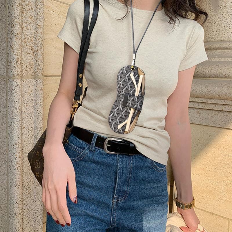 Neck-hanging glasses storage bag, portable sunglasses pouch, sunglasses protective case, portable myopia glasses case, stylish glasses bag