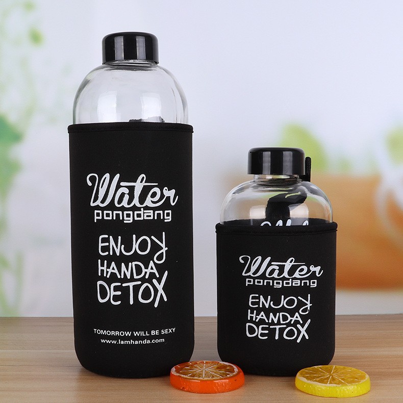 潜水布料杯套pongdangwater水果花茶玻璃水杯套小胖大胖玻璃水杯