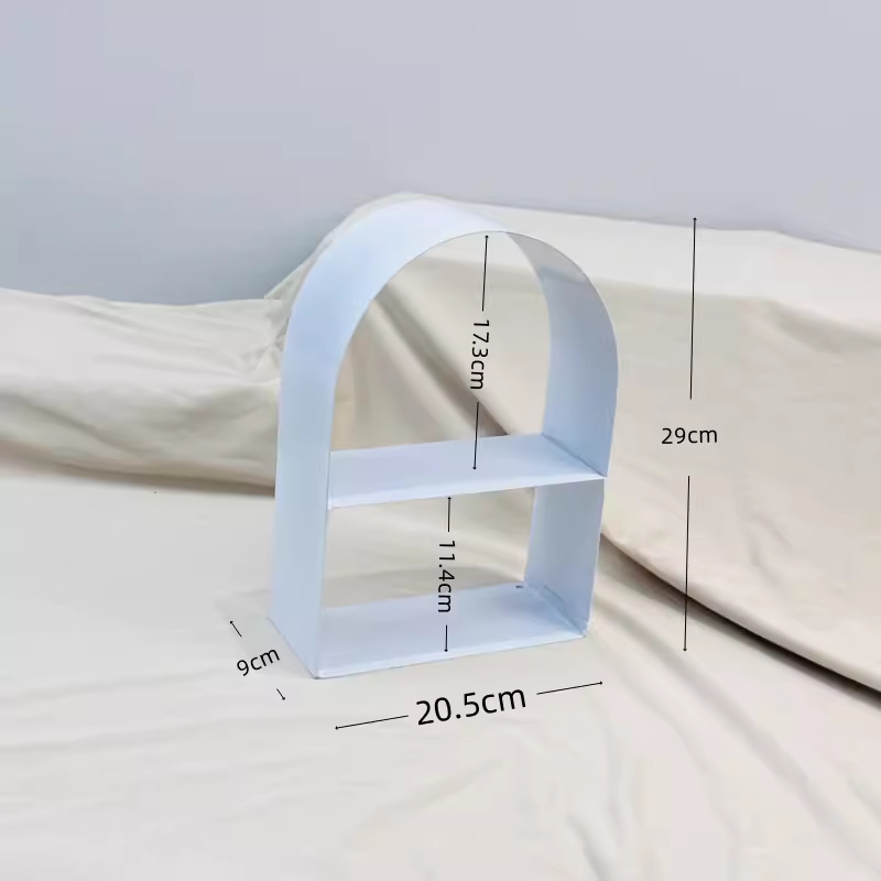 Tabla de postres de estilo blanco decoración estante de exhibición de bodas decoración estante de pastel de cumpleaños bandeja de refrigerio de hierro forjado