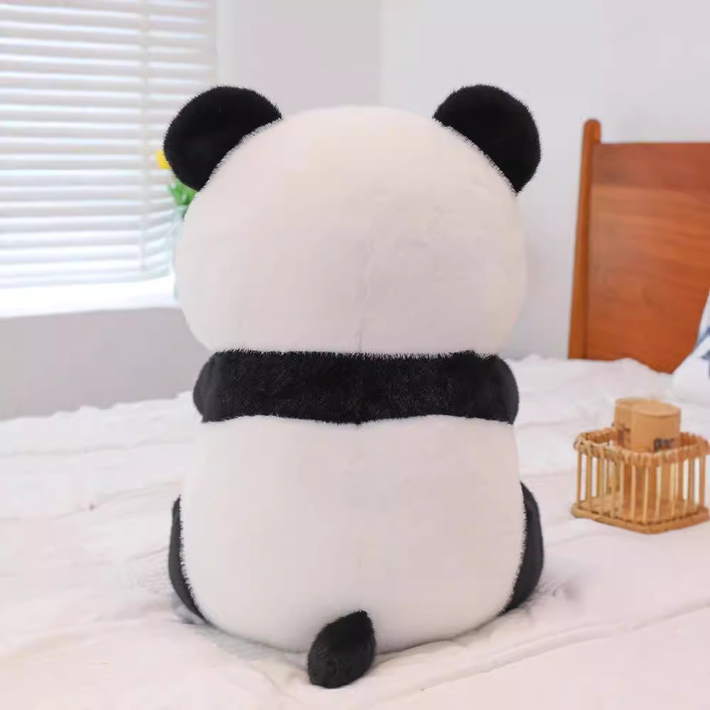 Linda simulación panda gigante muñeca peluche sosteniendo taza de té con leche muñeca muñeca regalo de cumpleaños para niños para novia