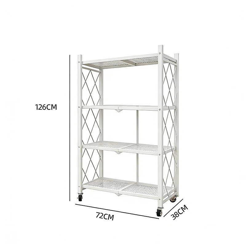 Estante de almacenamiento plegable de cocina sin instalación Estante de acabado de piso multicapa Estante de almacenamiento de horno de microondas transfronterizo doméstico