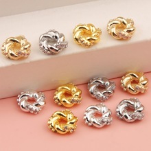 18K铜镀金高保色镶锆石缠绕麻花隔珠花环配饰散珠diy手链饰品配件