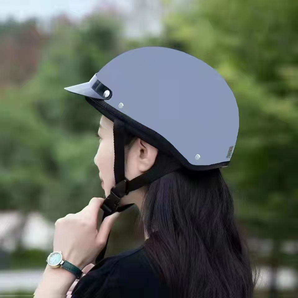 Riding Helmet Sunshade: Universal Auto Parts and Accessories - harley-style-half-helmet-matte-grey