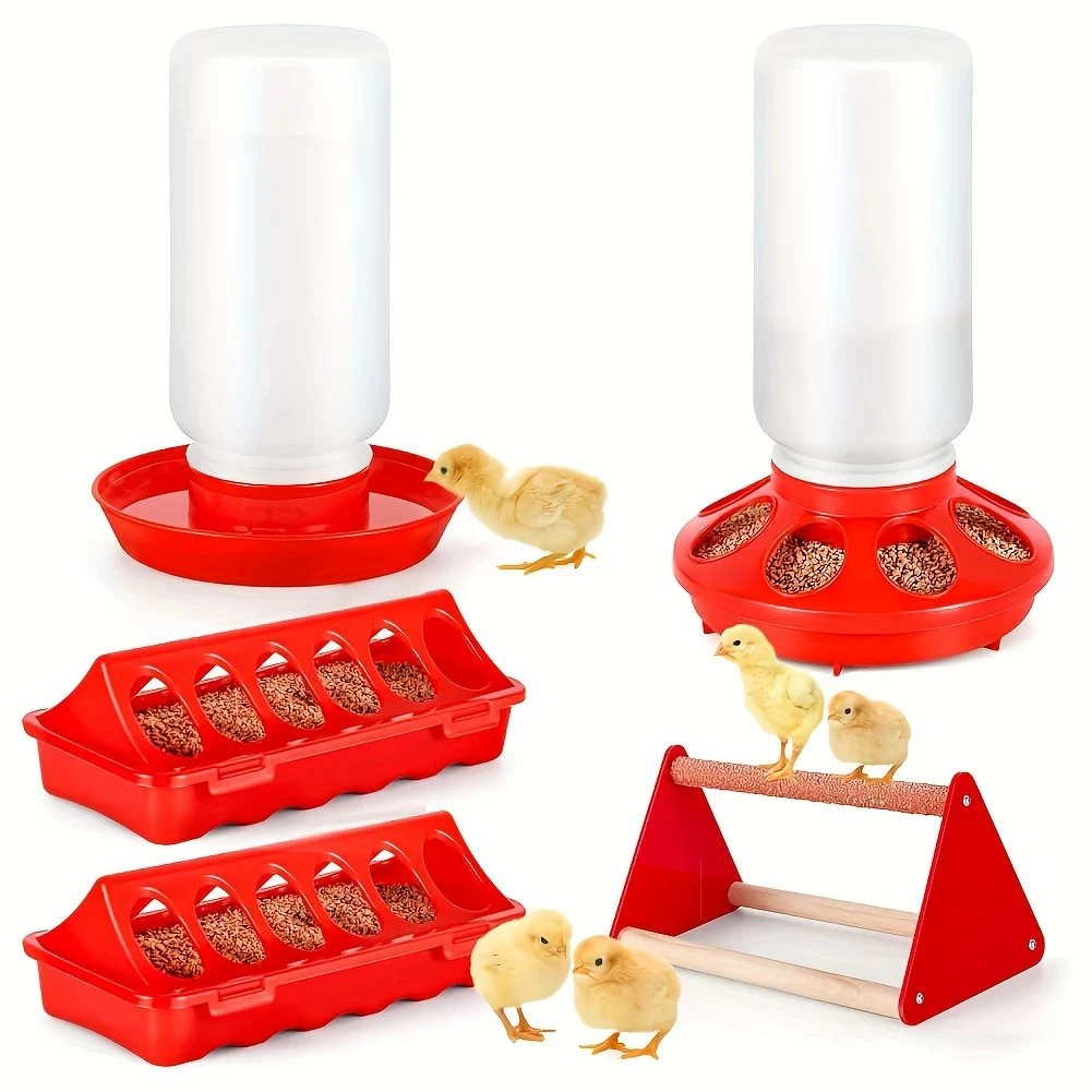 Комплект кормушки и поилки для кур, стартовый набор для кур, подходит для мелкой птицы, уток и перепелов.