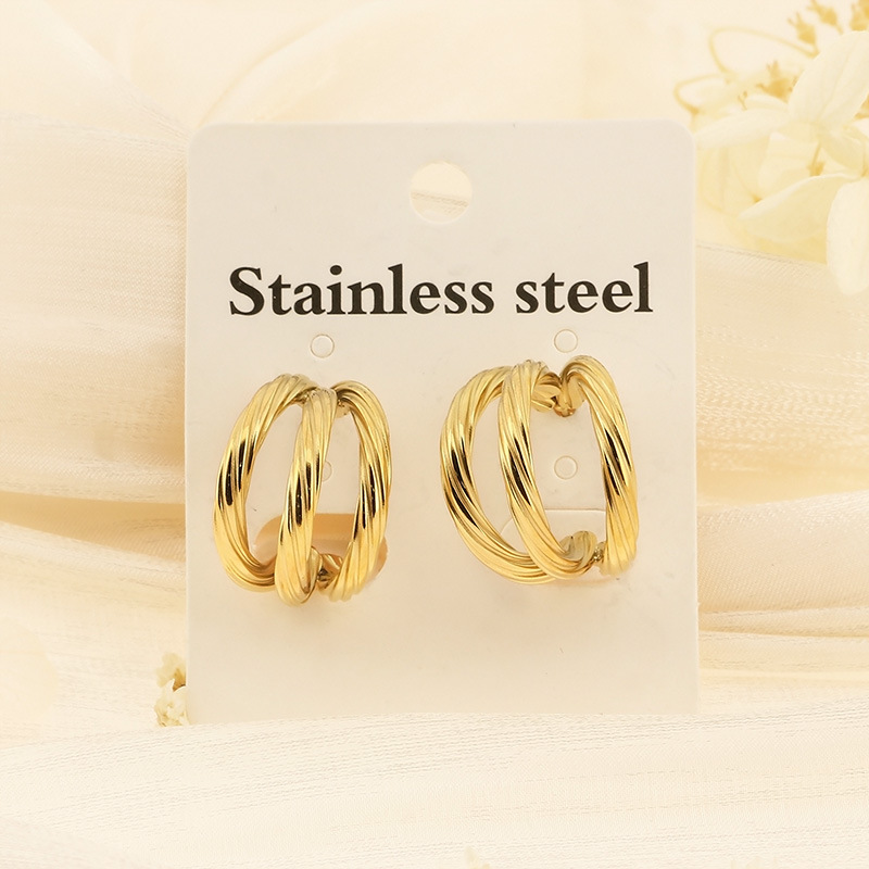 Geometric, Solid Color Pattern 1 Pair Vintage Style Geometric Solid Color Titanium Steel 18K Gold Plated Ear Studs