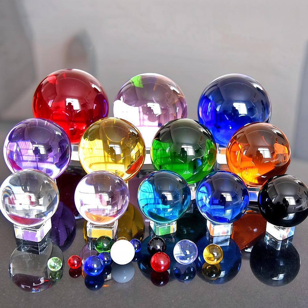 Fabricante de bolas de luz de colores transparentes en stock, bolas de cristal, decoración artística, artesanías, bolas de vidrio al por mayor