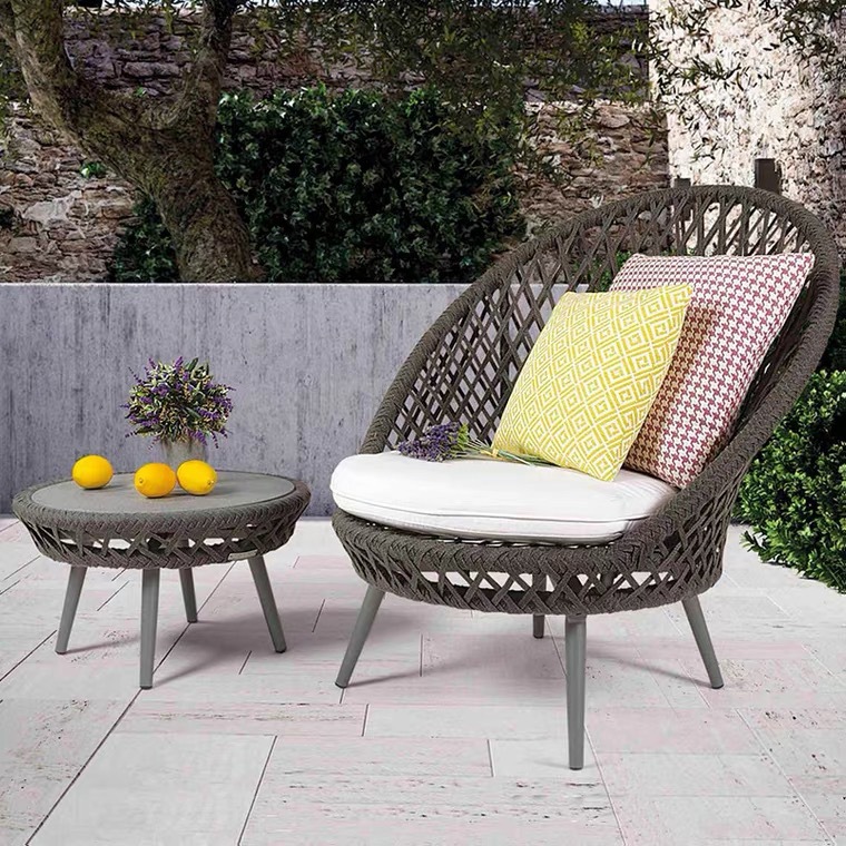 Outdoor sofa set, including three pieces, suitable for Instagram-style gardens, balconies, outdoor courtyards, coffee table, single person, rattan furniture, homestay, rattan chairs.