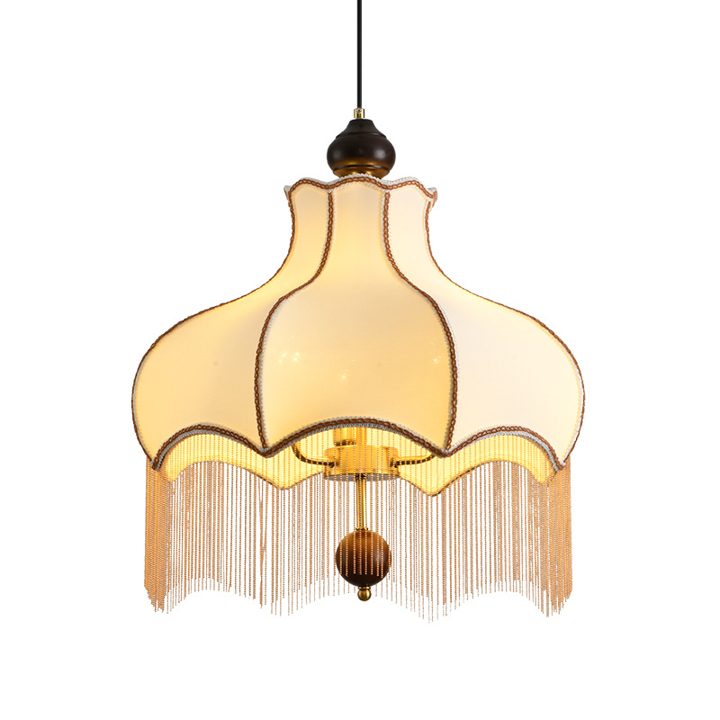 Lámpara del restaurante Tela retro francesa de estilo medieval pétalos de brida alta sensación de la isla de estilo Nanyang bar lámpara de mesa de comedor