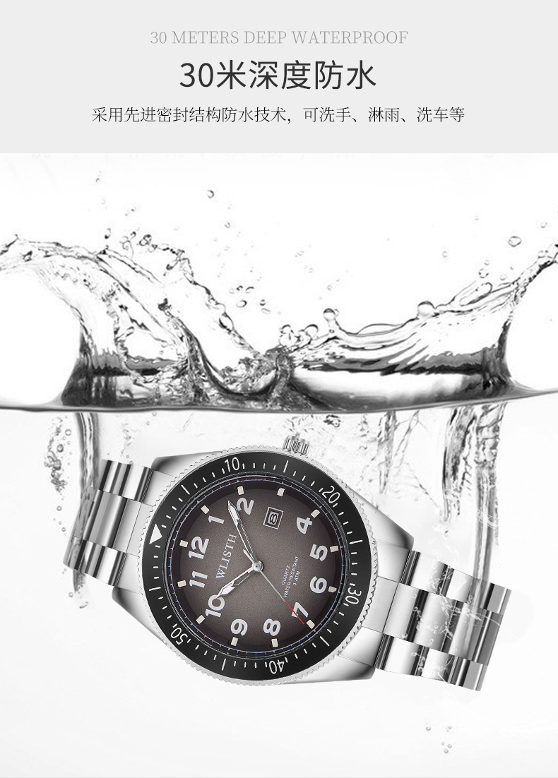 Title 8, Montre Homme Quartz Lumineuse Étanche avec Cale...