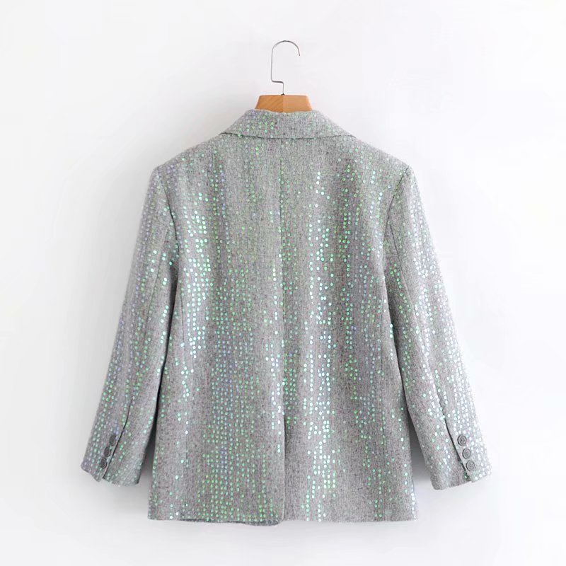 colorful sequins loose drape suit jacket NSAM36323