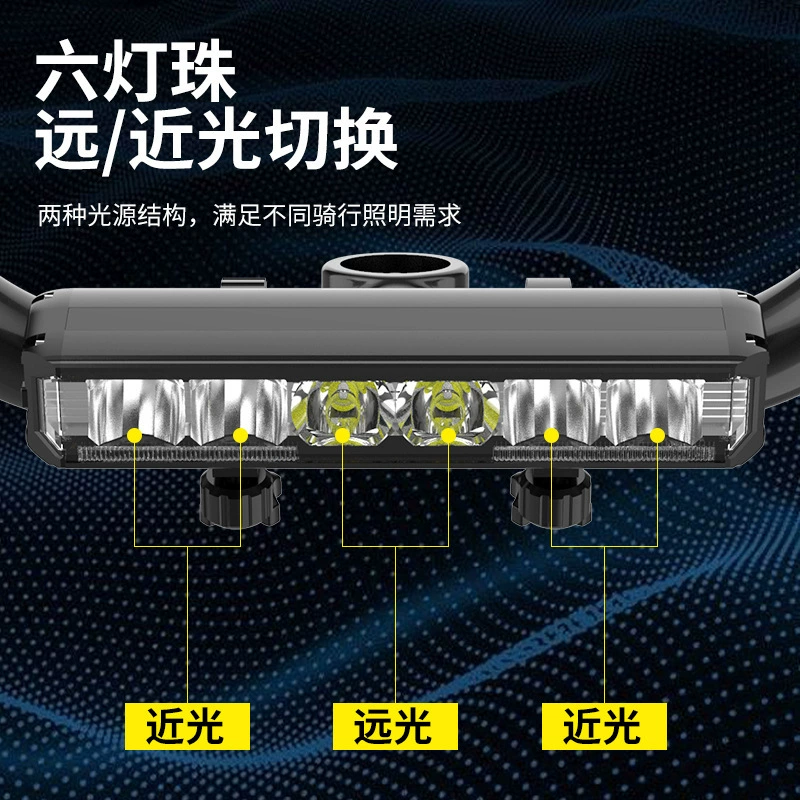 Горизонтальная версия интегрированного велосипедного фонаря дальнего и ближнего света из алюминиевого сплава, освещение для горного велосипеда, дорожного велосипеда, долговечная фара с высоким люменом