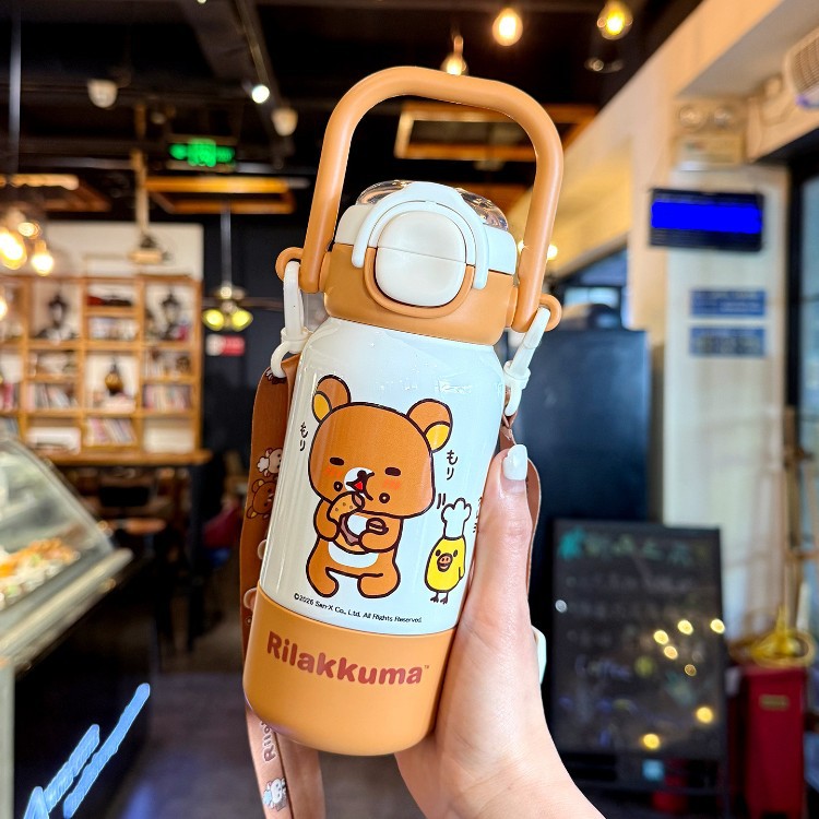 Fácil oso taza de paja para niños 316 taza de aislamiento de acero inoxidable para niñas de alto valor facial para estudiantes de la escuela taza de agua especial