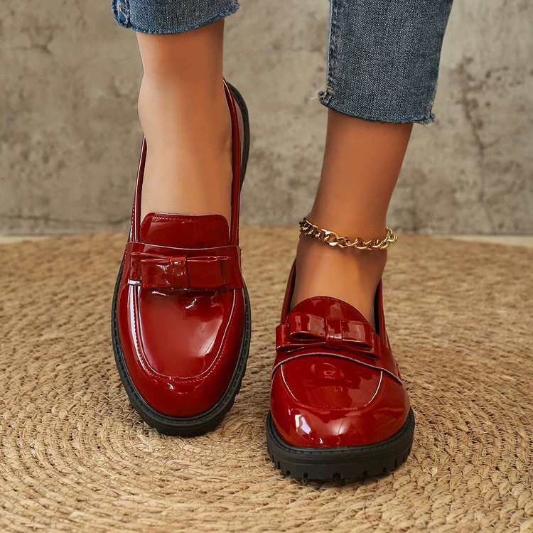 Женские лоферы больших размеров для внешней торговли, весна-осень 2024, новые французские кожаные туфли, британский стиль, балетки, женская обувь