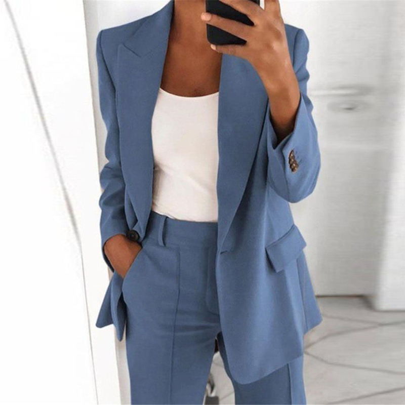 Aliexpress Wish Amazon 2026 Autumn New European and American Fashion Lapel Slim Fit Cardigan Elegant Blazer for Women