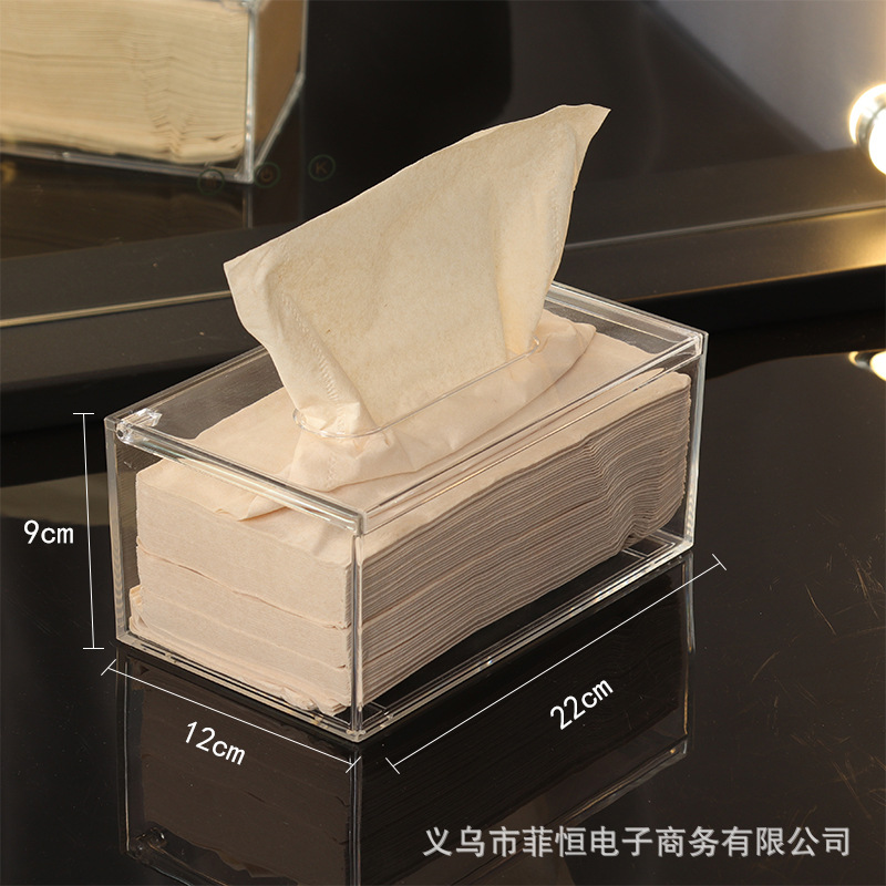 Caja de pañuelos de acrílico transparente caja de pañuelos creativa Europea clamshell caja de pañuelos de coche en stock al por mayor