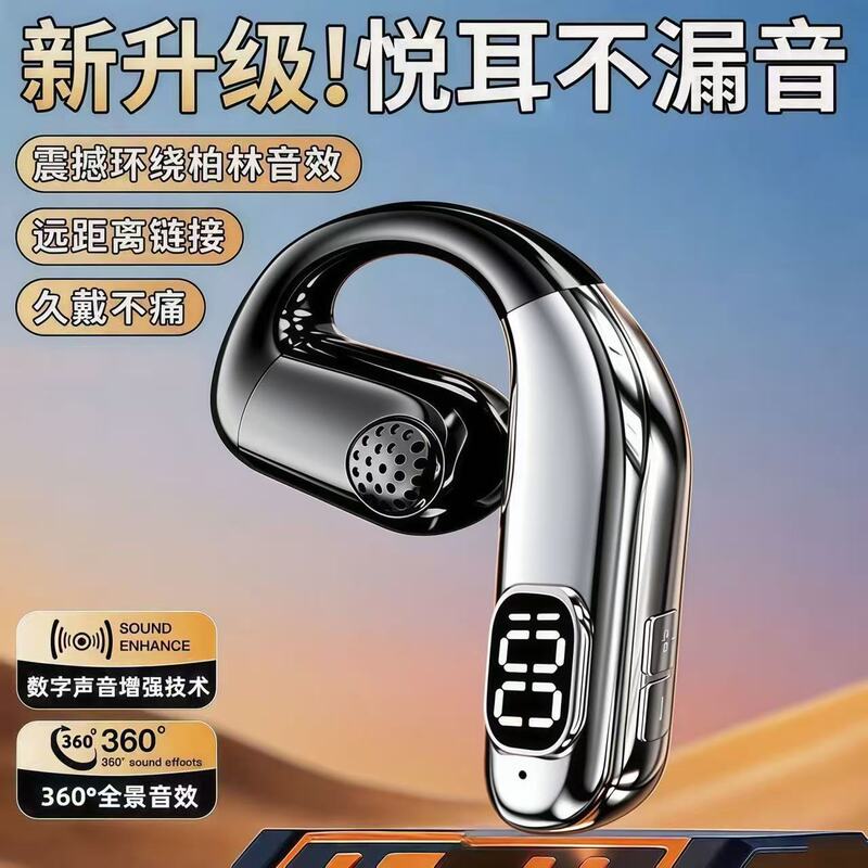 New Bluetooth Headset Ear-Hook Sports Business Noise Reduction Power Display Ultra-Long Standby High-Definition Wireless Non-In-Ear