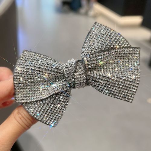 Luxurious flash diamond bow hair ring new style internet celebrity Korean bun half-tied spring clip fashion hair rope for women