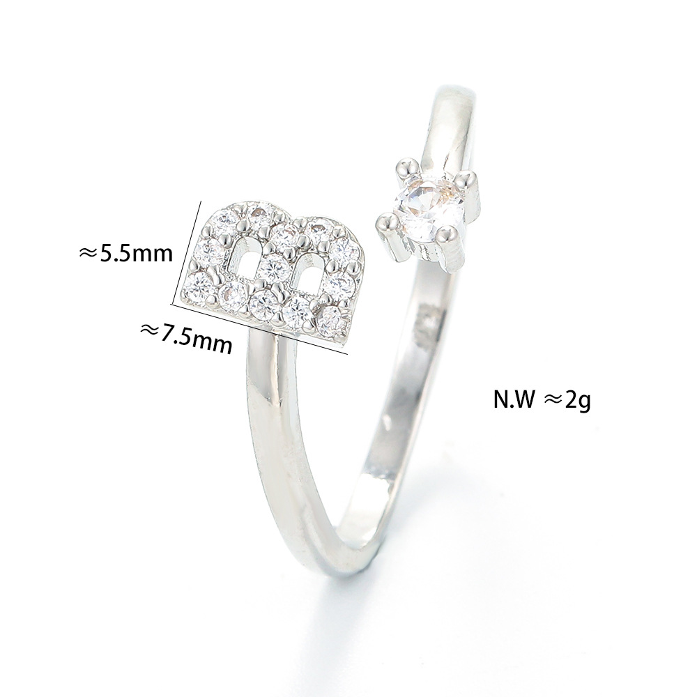 Plating Design Korean Letter B Diamond Copper Ring