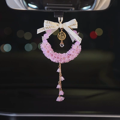 Mirror Safety Pendant, Electric Vehicle Interior — Car hanging - lily-of-the-valley-noble-purple-gift-box-style