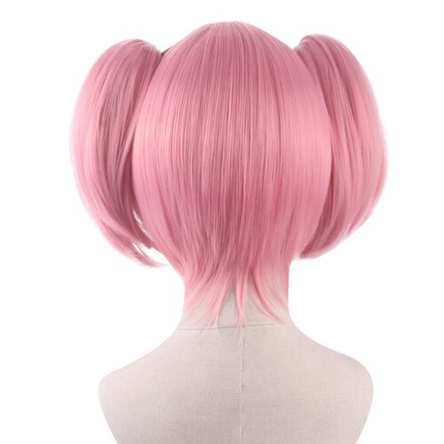 Puella Magi Madoka Magica cos wig smoke pink double tiger clip deer eyes Madoka fragrant square Yamen anime wig Mu Fei