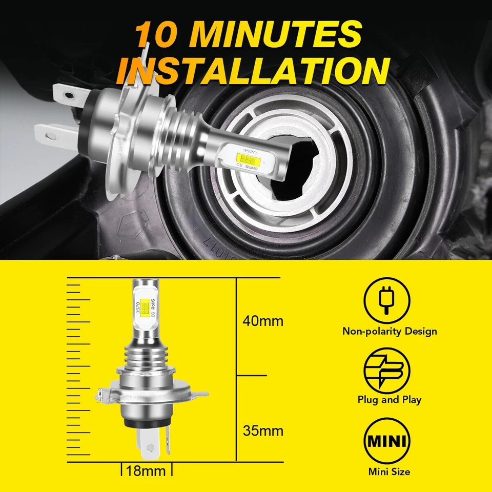 Faros de automóvil LED H4 80W 3570 2LED Niebla 80W Faros de motocicleta CSP Luz blanca