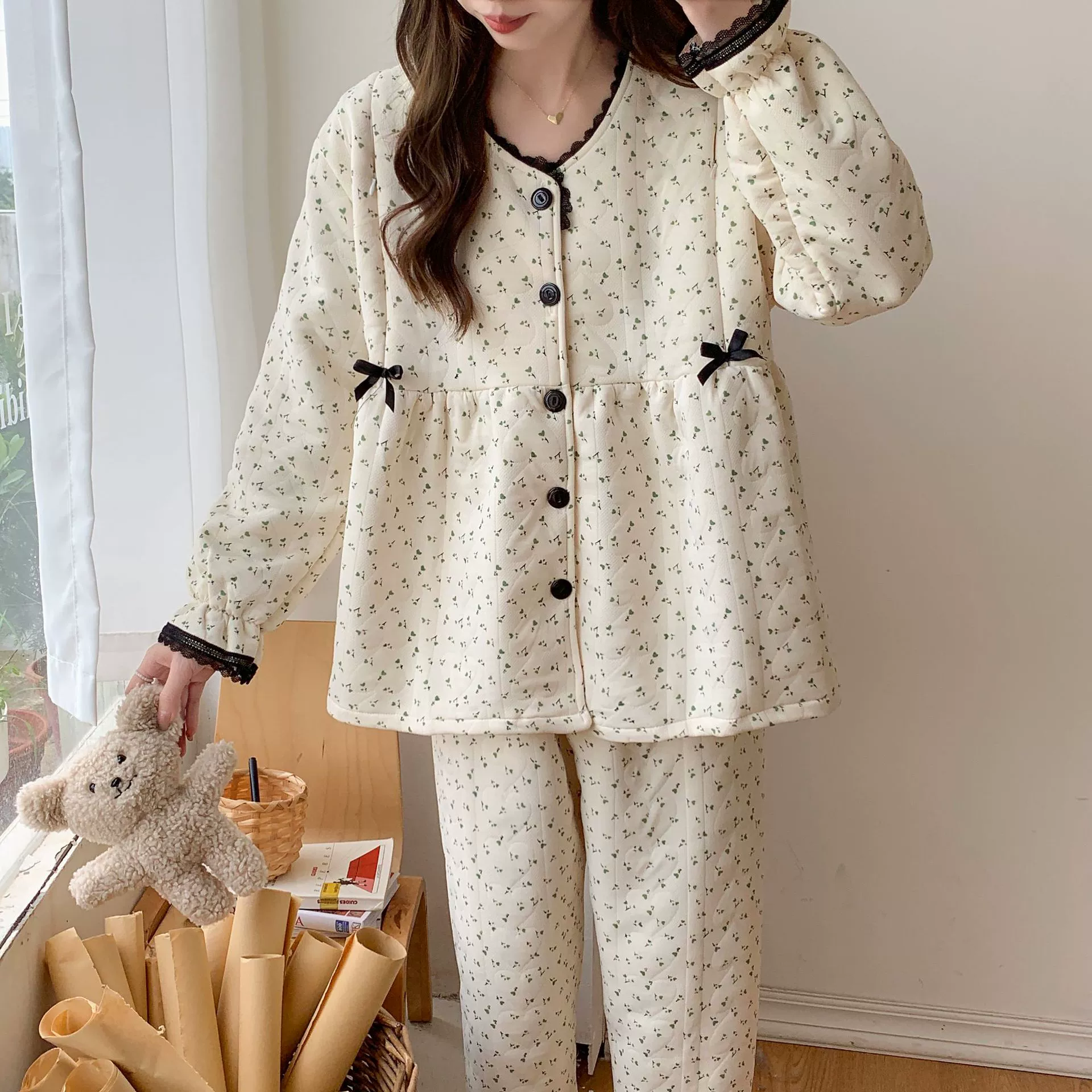 Demi-season postpartum pijama for pregnant for breastfeeding, set