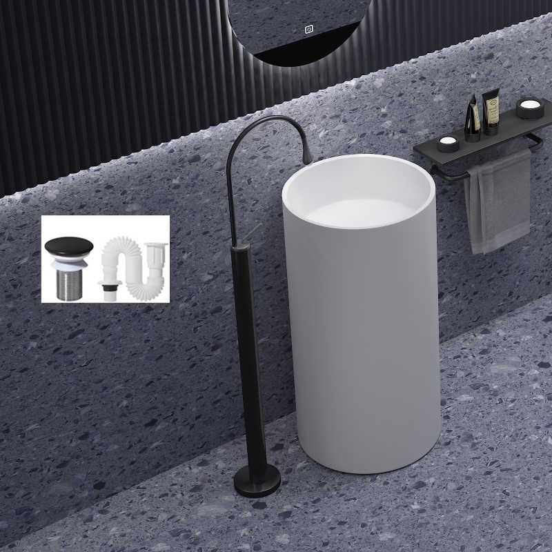 Large round 46+46+86 white single basin without holes