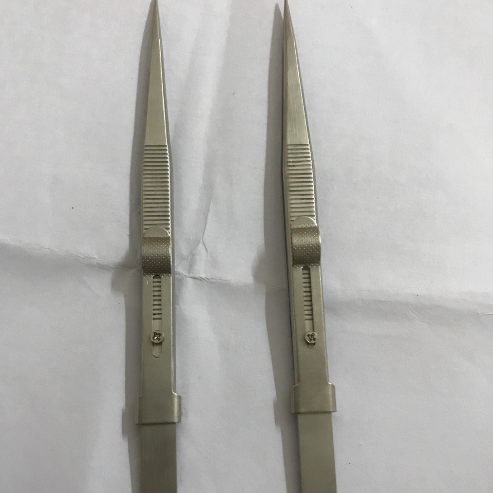 厂家直销 不锈钢珠宝夹 加长 防滑 带锁 带槽 红宝石镊子