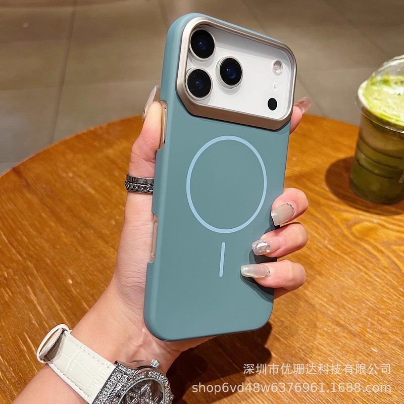 适用iPhone17Promax金甲磨砂磁吸手机壳苹果16镂空按键超薄PC护套|undefined