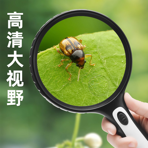 Extra large high-definition reading mobile phone, extra large double mirror handheld magnifying glass with 4LED lights, gift for the elderly and children
