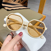 White milk tea, brand sunglasses, retro glasses solar-powered, 2021 collection, internet celebrity, Korean style