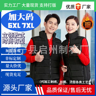 Cross-border autumn and winter thickened vest printed figure stand collar men's and women's warm work clothes printed activity clothes class clothes cotton vest