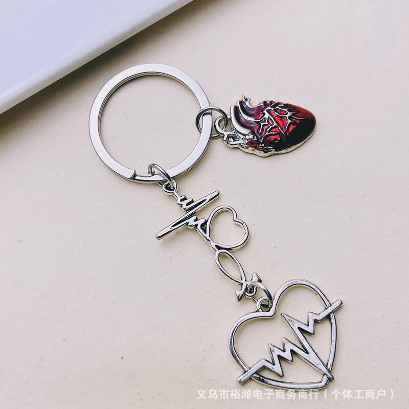 European and American love nurse cap heart beat pulse stethoscope creative personality car pendant key chain pendant
