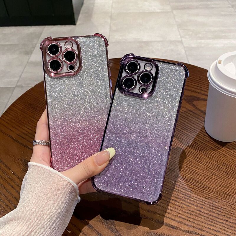 Glitter Anti-Drop Electroplating Suitable for Iphone15Pro Mobile Phone Case 17Air Four-Corner Electroplating 13 Simple Protective Case
